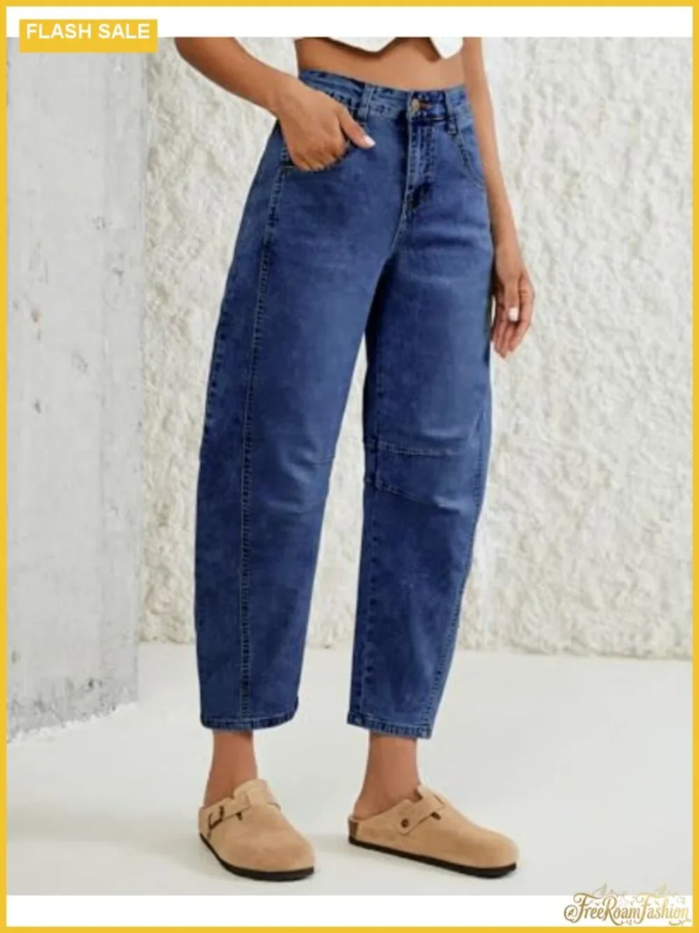 High Waisted Barrel Leg Jeans for Women Trendy Wide Leg Balloon Baggy Stretchy